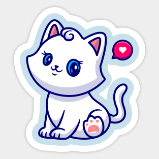 Cute Cat Girl Sitting Cartoon Sticker